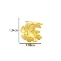Detailed gold-plated flower stainless steel ear cuff earring with dimensions markings - Flower Style (2674-2) / Gold