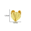 Gold stainless steel shell-shaped ear cuff shown with 1.21cm size dimensions. - Shell Wave Style (2674-3) / Gold