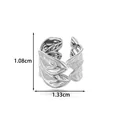 Boucle d'oreille en acier argenté à motif de feuille, hauteur 1,08cm, largeur 1,33cm - Style Feuille (2674-4) / Argent