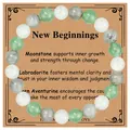 Healing crystal beaded bracelet with Moonstone, Labradorite, and Green Aventurine. - New Beginnings / 8mm Bead Diameter