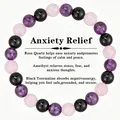 Healing crystal beaded bracelet for anxiety relief with amethyst and rose quartz stones - Anxiety Relief / 8mm Bead Diameter