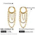 Dimensioni dettagliate degli orecchini a nappa in acciaio inossidabile con strass brillanti - Stile Nappa (NB-E2062-G) / Oro 18K / Oro