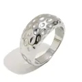 Minimalist silver-tone stainless steel ring featuring a unique hammered dimple texture - US 6 / Steel