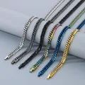 Stylish stainless steel six-sided cut chain bracelet and necklace set in multiple colors - 7mm Width 66cm Length Necklace / Steel