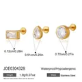 Waterproof gold plated stainless steel stud earring set with sparkling cubic zirconia stones - Geometric Shapes Mix (JDE0304328)