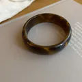 Elegant brown acrylic marbled bangle bracelet with a thick rounded design for women. - Geometric Bangle Style (48#)