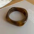 Unique acrylic square marbled bangle bracelet featuring a premium amber resin finish - Round-Square Geometric Style (53#)