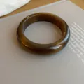 Elegant dark brown marbled acrylic bangle bracelet with a smooth translucent finish - One-Piece Ring Style (56#)