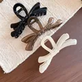 Elegantes pinzas para el cabello con lazo en colores negro, ámbar y crema - Set de tres piezas / Negro Blanco Café (Juego de 3)