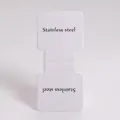 White folded jewelry packaging card with Stainless Steel text and pre-punched holes - Square (Stainless Steel) / White