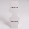 White folded paper jewelry display card with Stainless Steel print for DIY necklaces - Large Trapezoid (Stainless Steel) / White