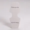 White fold-over jewelry display card with Fashion Jewelry print and hanging hole. - Large Trapezoid (Fashion Jewelry) / White