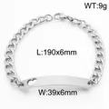 Zilveren roestvrijstalen Cubaanse schakelarmband met hartuitsnijding voor heren en dames - Staalkleur