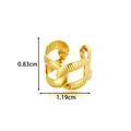 Gold-plated stainless steel non-pierced ear cuff with a textured finish, 1.19cm width. - 条纹款式(2675-3#) / Gold