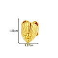 Polished gold stainless steel shell-shaped ear cuff with 1.53cm by 1.27cm dimensions - 贝壳圆珠款式(2675-9#) / Gold