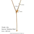 18K gold plated stainless steel Y-shaped tassel necklace with beads and dimensions - Adjustable Y-Shape Snake Chain Necklace / Gold