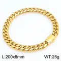 Bracciale cubano in acciaio inossidabile dorato per uomo e donna, 200 mm - Liscia Lucidata (KB214934-ZLY)