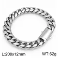 Bracciale cubano in acciaio inossidabile lucido, 12mm x 200mm, peso 62g, stile hip-hop. - Liscia Lucidata (KB214938-ZLY)