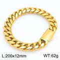 Bracciale cubano in acciaio inossidabile dorato di alta qualità con fibbia curva per uomo e donna - Liscia Lucidata (KB214940-ZLY)