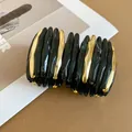 Vintage style chunky gold and black ribbed cuff bracelet for a retro bohemian jewelry look - Irregular Gold Black Ripple Style / 39# Bangle Gold Black
