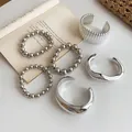 Set of 6 vintage silver-tone chunky cuffs and beaded stretch bracelets for women. - 6-Piece Set / 57# Bangle Silver