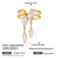 Close-up detail showing dimensions and weight of this gold stainless steel ring - Double Layer Marquise Zirconia Pendant Style (JDR0106063)