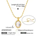 Collana in acciaio al titanio dorato con pendente ovale in zirconia e catena a sfere. - Collana Zirconia Ovale Oro (JDN0305323)