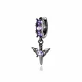 Dark gothic sword wing earring with purple crystals for cartilage piercing. - Demon Wing Sword Ear Hoop (A1531-2) / Single Piece / Black And Purple