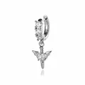 Gotischer silberner Flügelschwert-Ohrring mit klaren Kristallen für dunkle Stile - Demon Wing Sword Ear Hoop (A1531-3) / Einzelstück / Silver And White