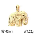 Prachtige 3D reliëf olifant hanger gemaakt van retro goudkleurig titanium staal - Alleen Hanger (Zonder Ketting) / Goudkleur (KP120350-KJX)