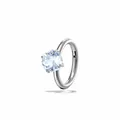 Anneau de segment en titane F136 avec une pierre de zircone de 4 mm taille fleur - A1537-6# (Pièce Unique) / Diamètre Intérieur 8mm / Blanc