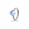 Titanium alloy piercing hoop ring featuring a 4mm bicolored zircon flower setting - A1537-2# (Single Piece) / 8mm Inner Diameter / Blue Pink