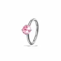 F136 titanium alloy piercing ring with a 4mm pink zircon gemstone in silver finish - A1537-1# (Single Piece) / 10mm Inner Diameter / Pink