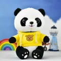 Schattige panda knuffel in een zachte gele hoodie met geborduurde berenafbeelding - Gele Hoodie Stijl