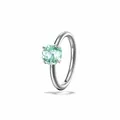 F136 titanium piercing hoop earring featuring a 4mm mint green faceted zircon stone - A1537-3# (Single Piece) / 10mm Inner Diameter / Mint Green