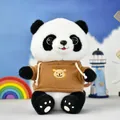 Schattige reuzenpanda knuffel in een bruine hoodie met een klein beer borduursel detail - Bruine Hoodie Stijl