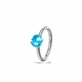F136 titanium hinged segment ring with sparkling 4mm blue flower zircon piercing jewelry - A1537-4# (Single Piece) / 10mm Inner Diameter / Aqua