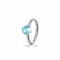 Titanium alloy segment hoop ring with 4mm bi-color faceted zircon stone piercing jewelry - A1537-5# (Single Piece) / 10mm Inner Diameter / Teal