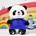 Schattige panda knuffel met blauw poloshirt, zachte pluche dierenpop voor kinderen - Panda met blauw poloshirt