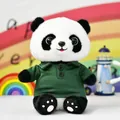 Schattige panda knuffel met een donkergroen poloshirt, ideaal voor cadeaus en grijpmachines - Panda in groen poloshirt