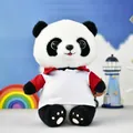 Schattige reuzenpanda pluche pop met een rood en wit poloshirt voor kinderen - Panda in wit en rood poloshirt