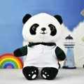 Schattige panda knuffel met wit en groen shirt variant cadeau voor kinderen en decoratie - Panda in wit en groen poloshirt