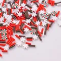 Décorations festives en pâte polymère avec flocons de neige pour nail art et artisanat. - Vermicelles Rouge Blanc Marron + Neige + Bonbon / Paquet de 10g