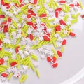 Confettis en pâte polymère sur le thème de Noël avec flocons et bonnets de Noël - Bonnet de Noël + Flocons + Vermicelles Jaunes / Paquet de 10g