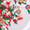 Tranches de pâte polymère de Noël pour le bricolage et la décoration des ongles - Maison + Père Noël + Vermicelles Rouge Vert + Flocons / Paquet de 10g