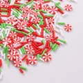 Confettis en argile polymère de Noël rouge vert et blanc pour le nail art et les loisirs créatifs - Vermicelles Rouge Vert Blanc + Bonbon Rouge Blanc / Paquet de 10g