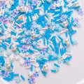 Decoración de arcilla polimérica azul y blanca con copos de nieve y perlas falsas - Copo Nieve Azul Blanco Gránulos Regalo / Paquete de 10g