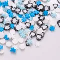 Rodajas de arcilla polimérica de pingüino y copo de nieve para decoración de uñas y manualidades - Copos de Nieve Azul Blanco + Pingüino / Paquete de 10g