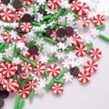 Confettis de Noël festifs en pâte polymère avec flocons de neige et motifs de sucre d'orge - Flocons + Bonbon + Tranches de Chocolat / Paquet de 10g