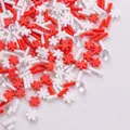 Tranches de pâte polymère flocon rouge et blanc pour décoration de gâteau et nail art DIY - Vermicelles Rouge Blanc + Flocons Rouge Blanc / Paquet de 10g